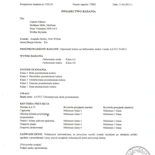 era - odpornosc koloru AATCC 8-2013